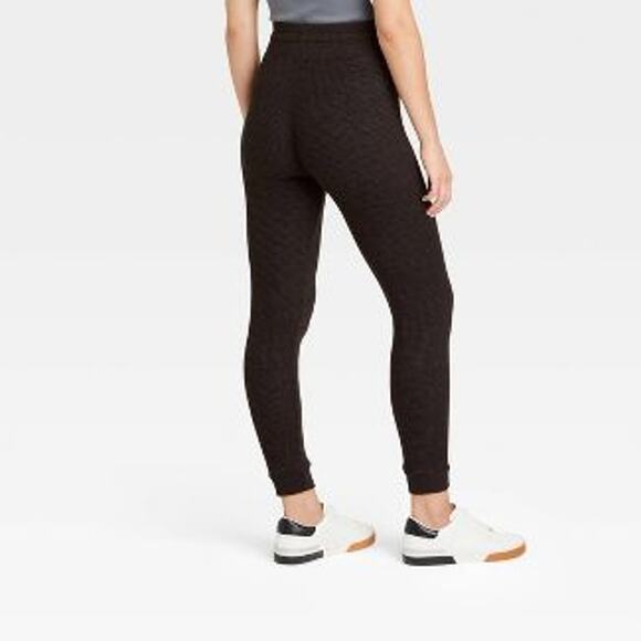 A New Day Waffle Knit Jogger Leggings Drawstring Dark Gray Large Lounge Ankle - Picture 4 of 9